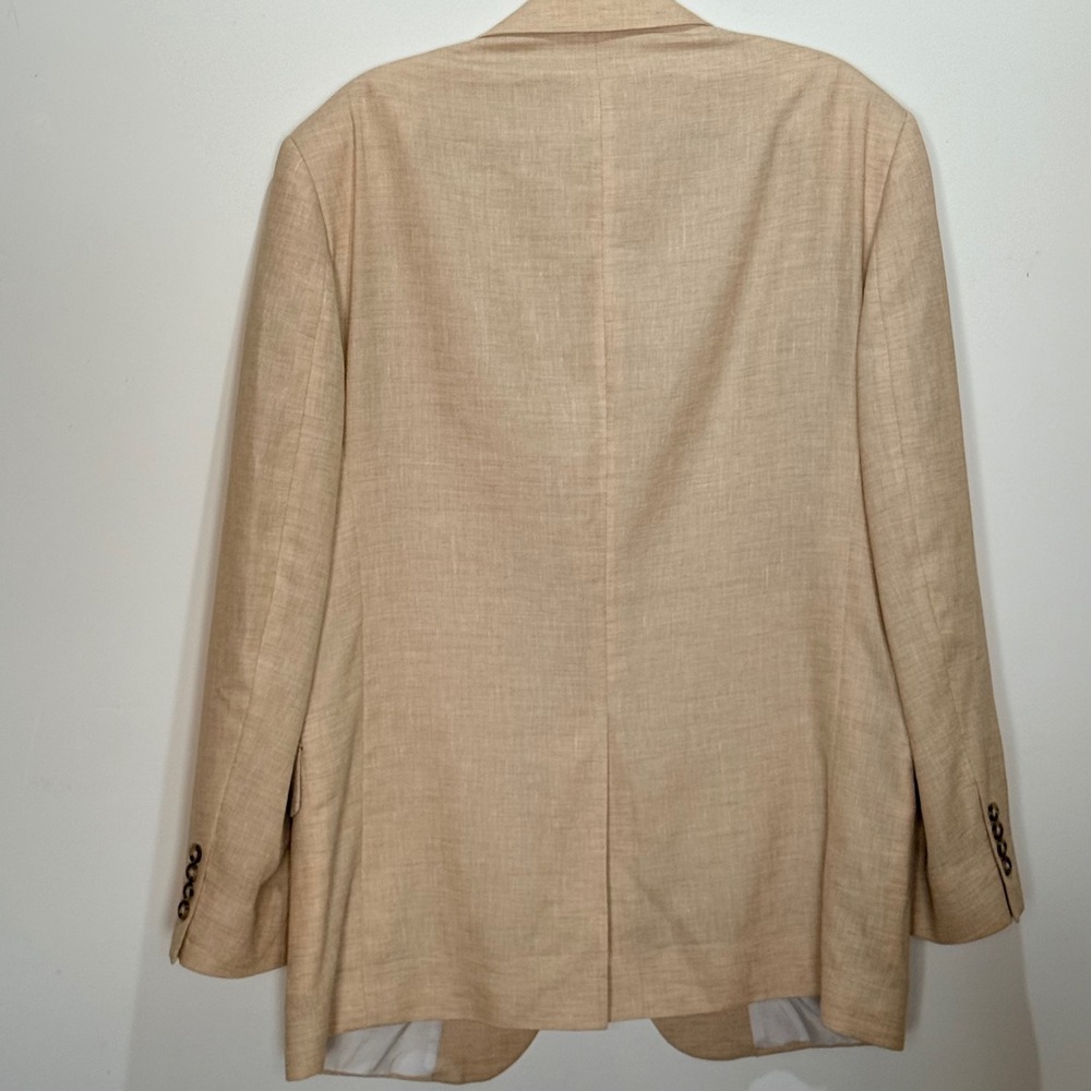 Jos. A. Bank Sport Coat 44 RG Beige Linen Wool Blend Two Button Blazer spring - Picture 13 of 16